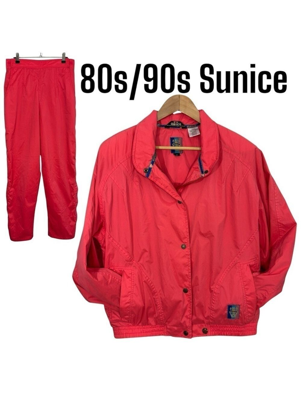 Vintage Sunice Golf Ski Suit Womens 12 Melon Pink 2 Piece Set Jacket Pants EUC!